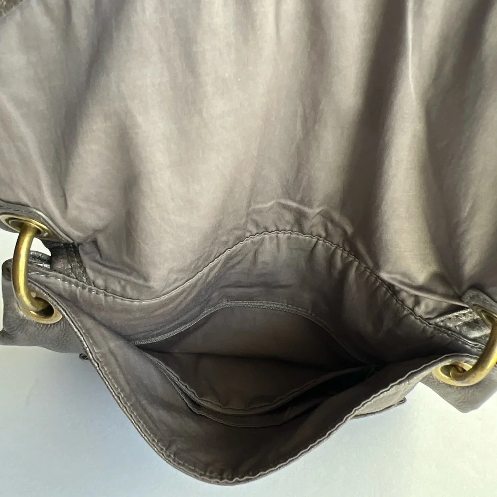 Fossil Long Live Vintage 1954 Leather Shoulder Bag,‎ Distressed Silver